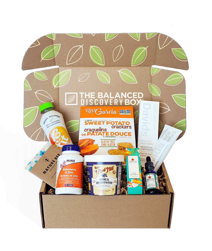 The Balanced Discovery Box filled with a carefully curated mix of 5 to 7 high-quality products. Featuring better-for-you snacks, pantry staples, premium lifestyle products and home essential items. 
